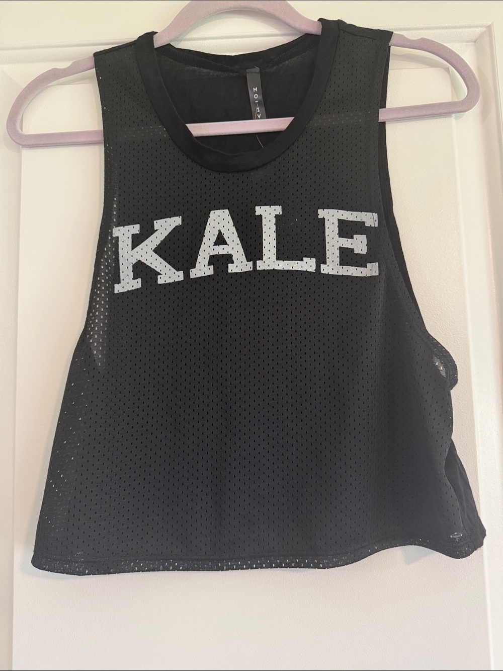 KALE Mesh Crop Tank Top - Black